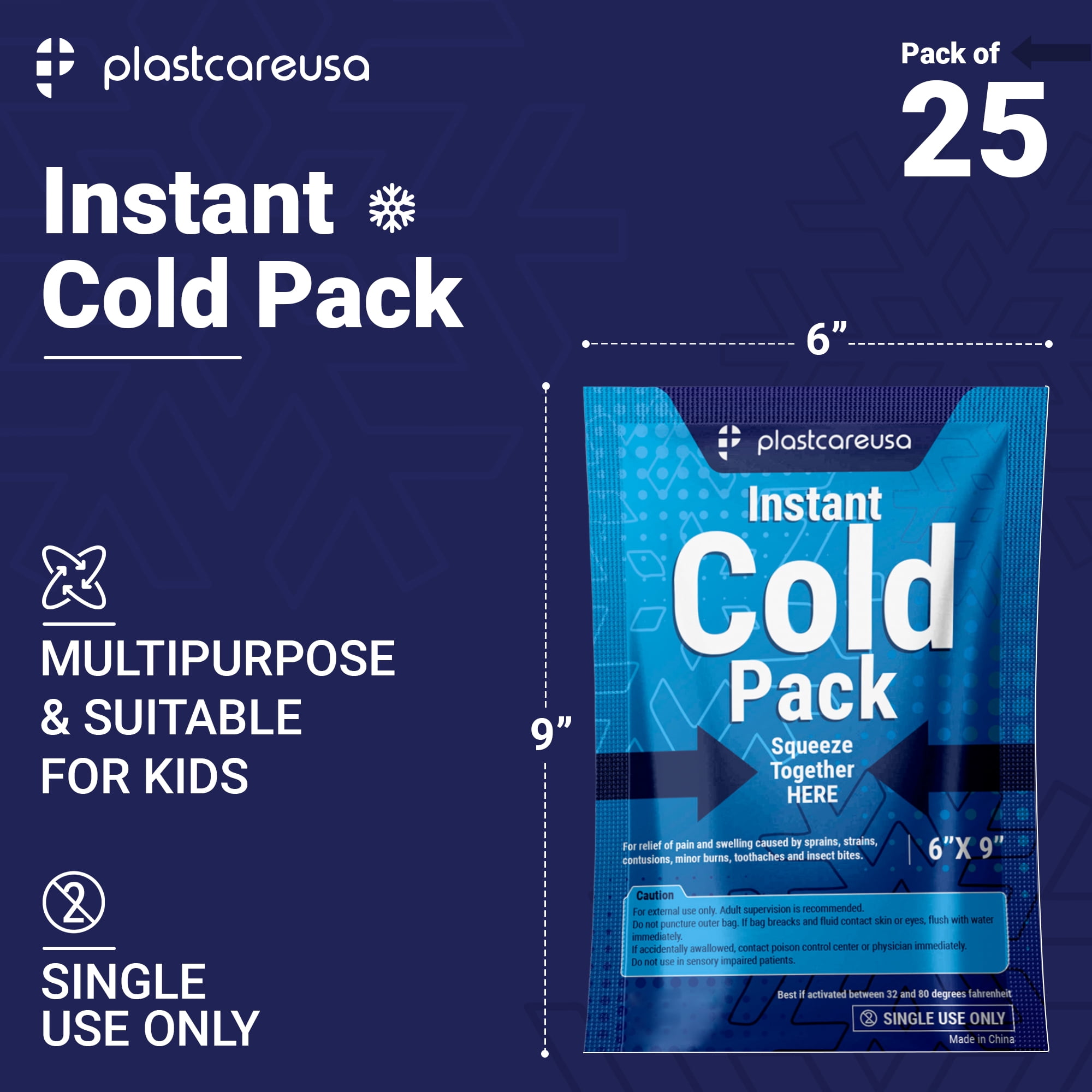 25 Pack 6" X 9" Disposable Ice Packs for Injuries, Swelling, Muscle & Joint Aches for Pain Relief