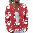 thumbnail image 1 of Cárdigan informal de punto con estampado navideño para mujer, chaqueta con botones y abrigo para mujer, 1 of 4