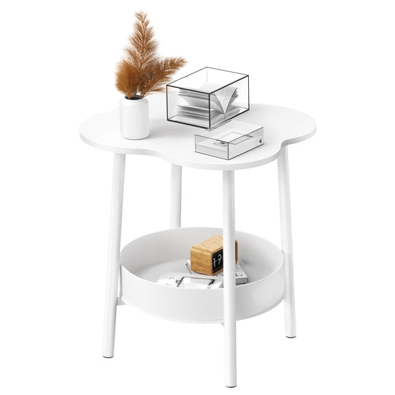 ziertyon 2-Tier Small Coffee Table,Flower Shaped Desktop Tea Table,Modern Style End Table for Home