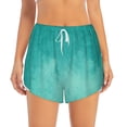 thumbnail image 2 of Pofeuu Teal Turquoise1 Print Women's Athletic Shorts Running Workout Shorts Tummy Control Quick Dry Gym Shorts with Pockets Double layer sports shorts-Medium, 2 of 7