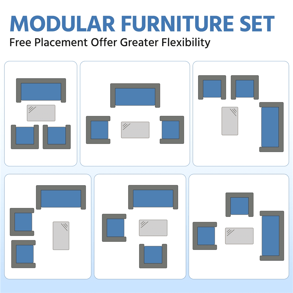 Renwick 4-Piece Outdoor Reception Set with Sofas and Coffee Table, Gray/Dark Blue