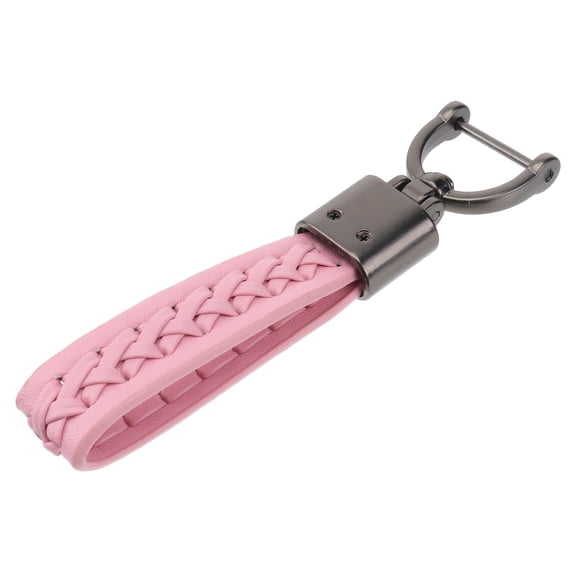 FOMIYES Pink Braided Leather Keychain with for Decoration and Car Keys 4.5 Inches