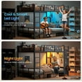 thumbnail image 5 of Full Size Metal Bunk Bed with 13" Safety Guardrail & Ladders, Modern Bunk Bed Frane with LED Lights, Hall Tree and 6 Storage Drawers for Bedrroom, 5 of 7