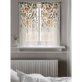 thumbnail image 5 of Orange Green Eucalyptus Leaves Curtains 54 Inch Length,Sheer Curtains for Bedroom Living Room Window Fall Botanical Rustic Rod Pocket Voile Drapes Kitchen Curtains Small Half Window 52"x54" 2 Panels, 5 of 7