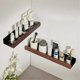thumbnail image 4 of Black Walnut Wood Bathroom Storage Rack Wall Mounted Light Luxury Living Room Non Perforated Bathroom Storage Rack,20cm, 4 of 5