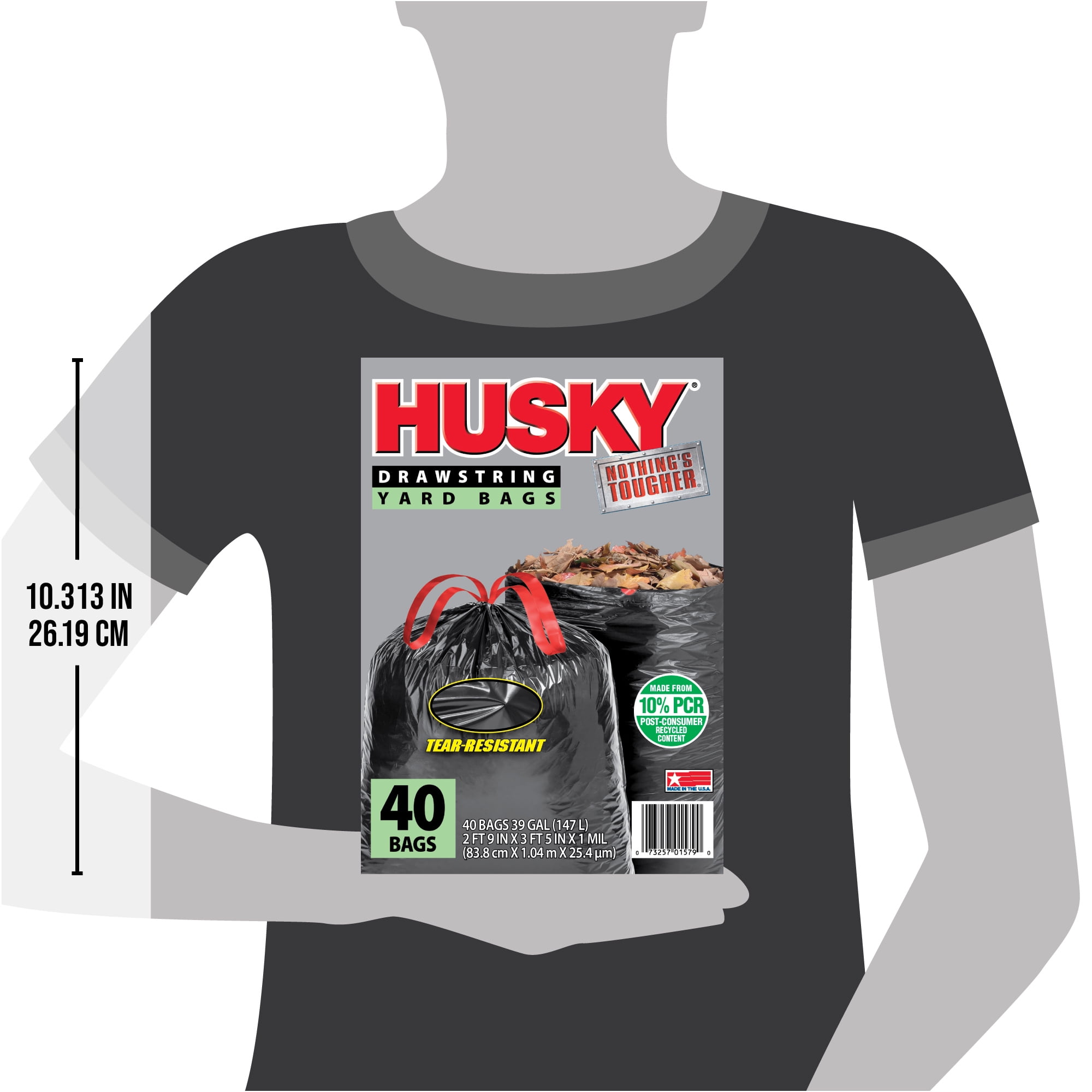 Husky 39-Gallon Drawstring Black Yard Bags, 40 Bags