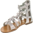 thumbnail image 2 of De Blossom Xara-4 Vegan Leather Casual High Strappy Gladiator Flat Sandal Silver, 2 of 4