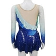 thumbnail image 3 of LIUHUO Custom Blue - Gradient Spandex Ice Skating Dresses for Women & Girls - High Elasticity, Ruffled with Green Accents, 3 of 8