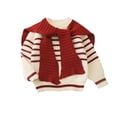 thumbnail image 2 of Blusas y camisas de cuello redondo y manga larga para niñas y niños Otoño e Invierno Suéter de punto de manga larga con diadema a rayas y chal Top de poliéster para niños, 2 of 6