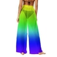 thumbnail image 4 of Levmjia Womens Swim Cover Up Pants Quick Dry Beach Vacation Pure Color Print Lightweight Sun Protection Sunscreen Wide Leg Bohemian Style, 4 of 7