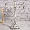 thumbnail image 3 of Candelabro europeo para decoración del hogar, regalo romántico retro, accesorios para cenas a la luz de las velas, 3 candelabros plateados y blancos., 3 of 13