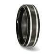 thumbnail image 3 of Mens Chisel 7mm Comfort Fit Black Titanium Wedding Band with Groove, 3 of 7