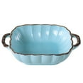 thumbnail image 1 of Qeeadeea Rectangular Lasagne Pan With Handle, Small Ceramic Bakeware Pan For 1 Person, Porcelain Baking Dish Oven Proof-Light blue-21x16.5x5cm, 500ml, 1 of 7