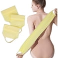 thumbnail image 1 of wonima11 3 Pcs Double-Sided Back Exfoliator Body Scrub Towel, Exfoliating Back Scrubber with Handles,Exfoliating Washcloth Bath Tool in Shower, Stretchable Back Washer to Deep Cleans Skin (Beige), 1 of 1