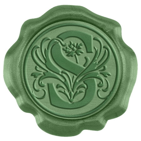 50Pcs S Letter Wax Seal Stickers Envelope Seal Stickers Wedding Invitation Envelope Seals Leaf Pattern Self Adhesive Stickers Green 1.18inch