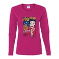 thumbnail image 2 of Wild Bobby Betty Boop America Land of the Free Home of the Brave Betty Boop Womens Long Sleeve T-Shirt, Fuschia, Large, 2 of 5