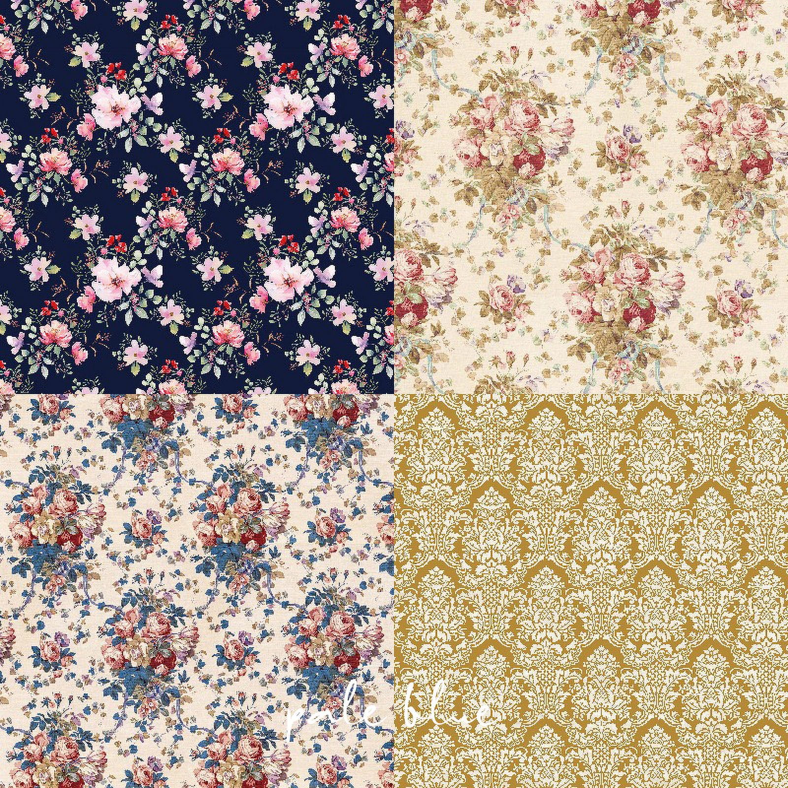 6-Inch Vintage Scrapbook Background Paper - Floral, Distressed, Pink Rose, and Red Rose Designs for Junk Journals