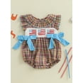 thumbnail image 3 of BemeyourBBs Newborn Baby Girls 4th of July Outfits Fourth of July Smocked Bubble Romper Fly Sleeve USA Flag Embroidery Bodysuits Summer Independence Day Clothes, 3 of 9