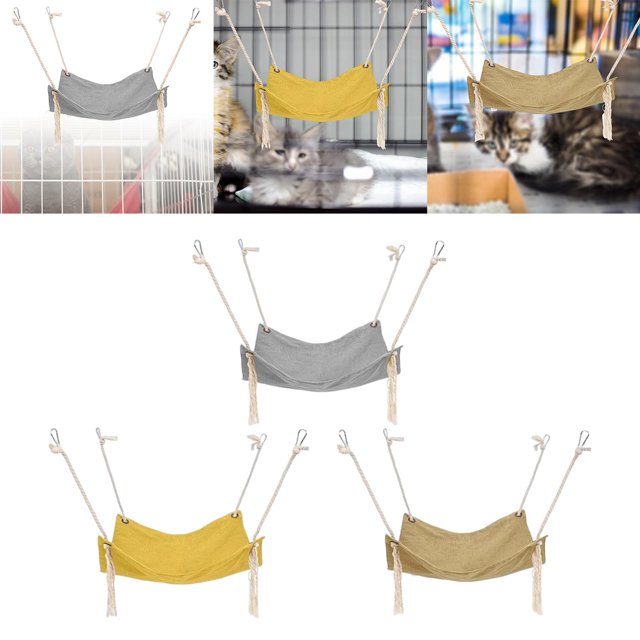 Hamaca para gatos Fernando 3 uds cómoda colgantes para dormir con correas ajustables Gris y amarillo