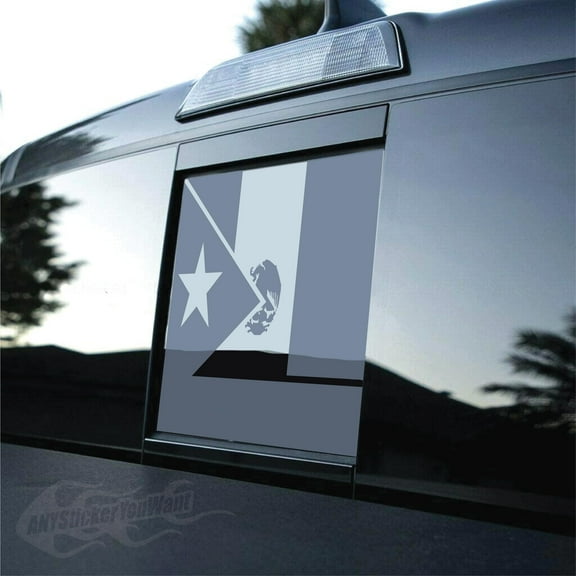AnyStickerYouWant - Puerto Rican Mexican Flag Vinyl Decal Rear Sliding Window - Mexico Puerto Rico Flag Sticker Fits Any Truck or Vehicle 11" X 14.875"