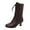Brown, variant on Boots for Women Mid Calf Winter Boots Lace Up Round Toe Adjustable Straps Mid Flare Heel Fashion Fall Winter Boots