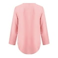 thumbnail image 4 of Scyoekwg Womens Casual Chiffon Tops V Neck Zipper Tunic Tops Roll Up Sleeve Button Down Shirts Fashion Solid Color Loose Comfy Blouses Womens Clothing Pink 5XL, 4 of 8