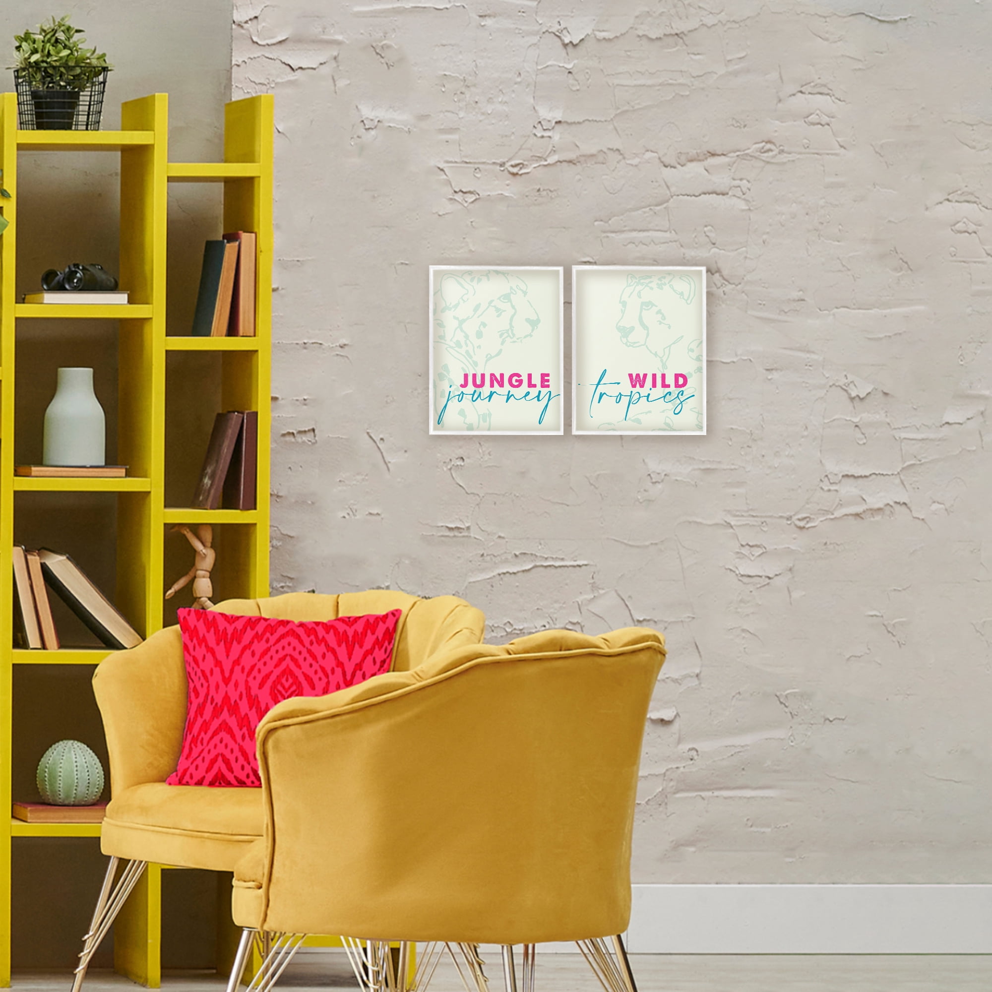 Stupell Industries Wildlife Phrases Cheetahs 2 Piece White Framed Giclee Art Set, design by Lanie Loreth