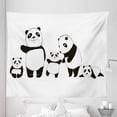 thumbnail image 1 of Animal Tapestry, Happy Panda Family Sketchy Drawing Funny Waving Modern Illustration, Fabric Wall Hanging Decor for Bedroom Living Room Dorm, 5 Sizes, Charcoal Grey Blush White, by Ambesonne, 1 of 1