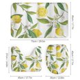 thumbnail image 3 of 4 Pcs Shower Curtain Set Floral Lemon Fruits Flowers Leaves Vintage Yellow with Non-Slip Rugs Toilet Lid Cover and Bath Mat, 3 of 7