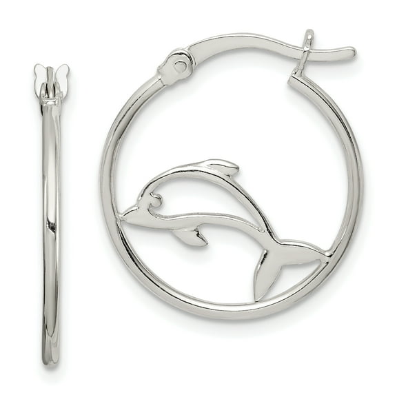 Primal Silver Sterling Silver Dolphin Hoop Earrings