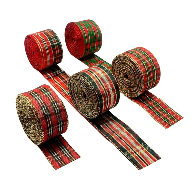 5 uds cinta de Navidad con borde cinta de arpillera manualidades DIY Lino satinado para coronas decoración de de árboles de