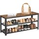 thumbnail image 1 of Banco Zapatero, Banco para Zapatos, Organizador con 2 Estantes, 100 x 30 x 45 cm, Estilo Industrial, Marrón Rústico y Negro MLBS78B01, 1 of 7