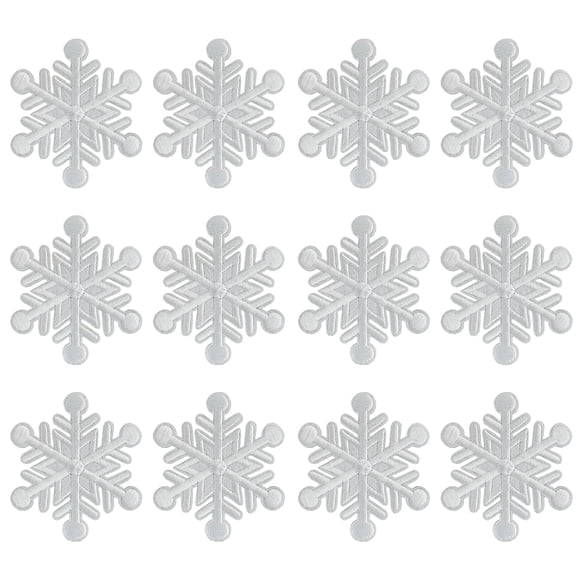 Parches navideños bordados con forma de copo de nieve para planchar, juego de 12