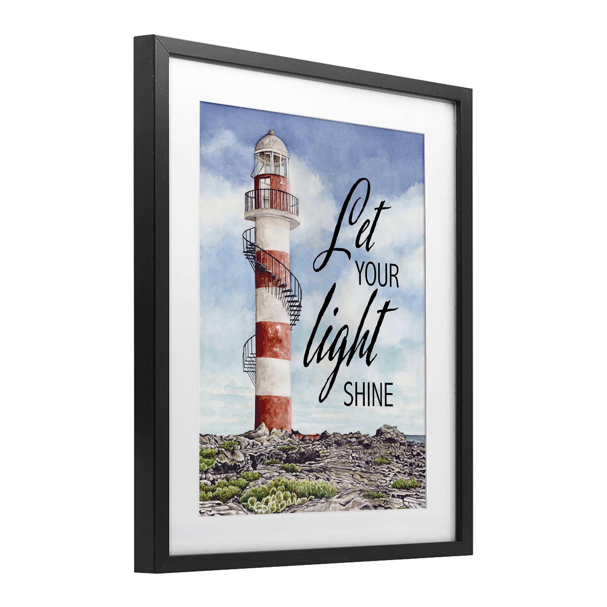 Stupell Industries Let Your Light Shine Beacon Black Framed Print Under Glass, design by Cindy Jacobs