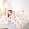 thumbnail image 4 of jejeloiu Cartoon Bowtie Ribbon Full Size Comforter Sets,Pink Beige Bedding Sets For Girl Reversible 3pcs, 4 of 8
