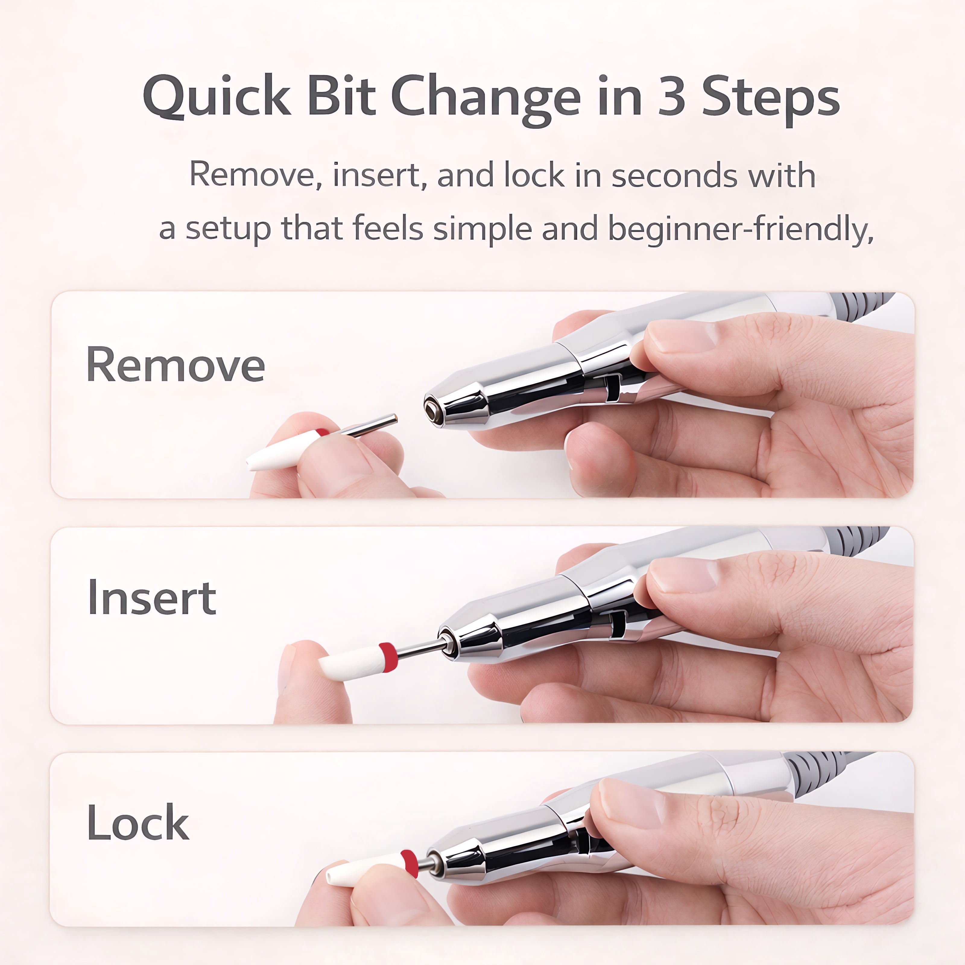 STARBIAO Electric Nail Drill Kit 40000 RPM, Rechargeable Cordless Nail File with LCD Display, Low Heat Low Noise Low Vibration, E-File for Acrylic Gel Nails, Manicure Pedicure for Home Salon