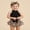 Black, variant on Baby Girl 3Pcs Summer Outfits, Sleeveless Halter Tops Ruffle Shorts Headband Set