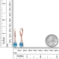 thumbnail image 2 of Gem Stone King 18K Rose Gold Plated Silver Swiss Blue Topaz and White Lab Grown Diamond Dangle Earrings for Women (5.07 Cttw, Oval Checkerboard 9X7MM), 2 of 3