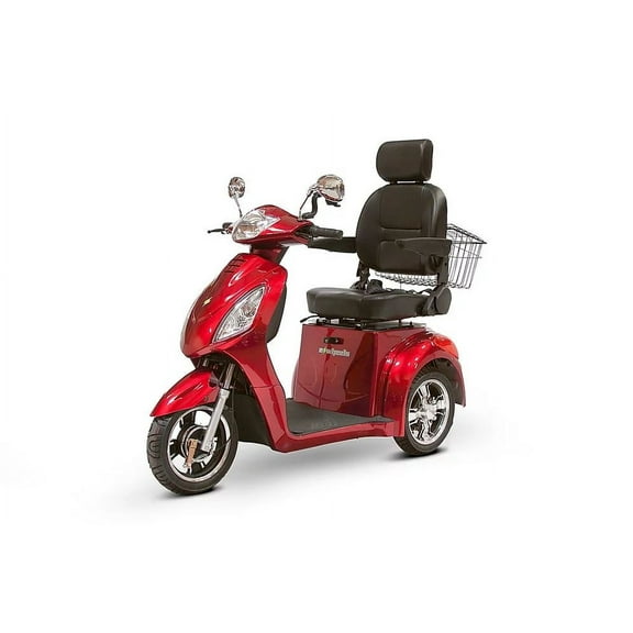 E-Wheels 3 Wheel Elite Power Scooter with Electromagnetic Brakes - Red