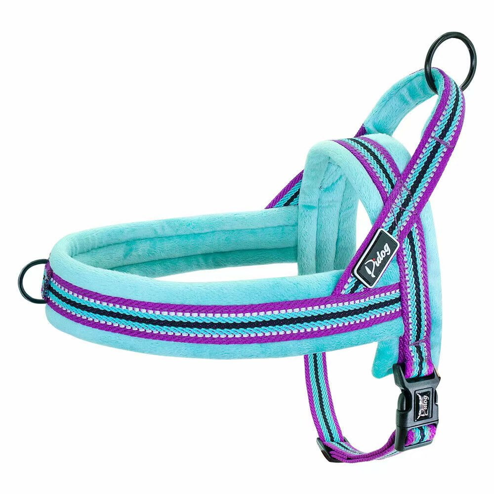 Didog Soft Flannel Padded Dog Vest Harness Escape Proof Quick Fit Reflective Dog Strap Harness Easy for Walking Training Blue S