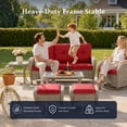 thumbnail image 3 of Unnifurnzi Patio Wicker Sofa-All Weather Rattan 3 Seater Patio Couch Outdoor Patio Couch for Deck Lawn Porch Balcony Poolside-Gray/Red, 3 of 7
