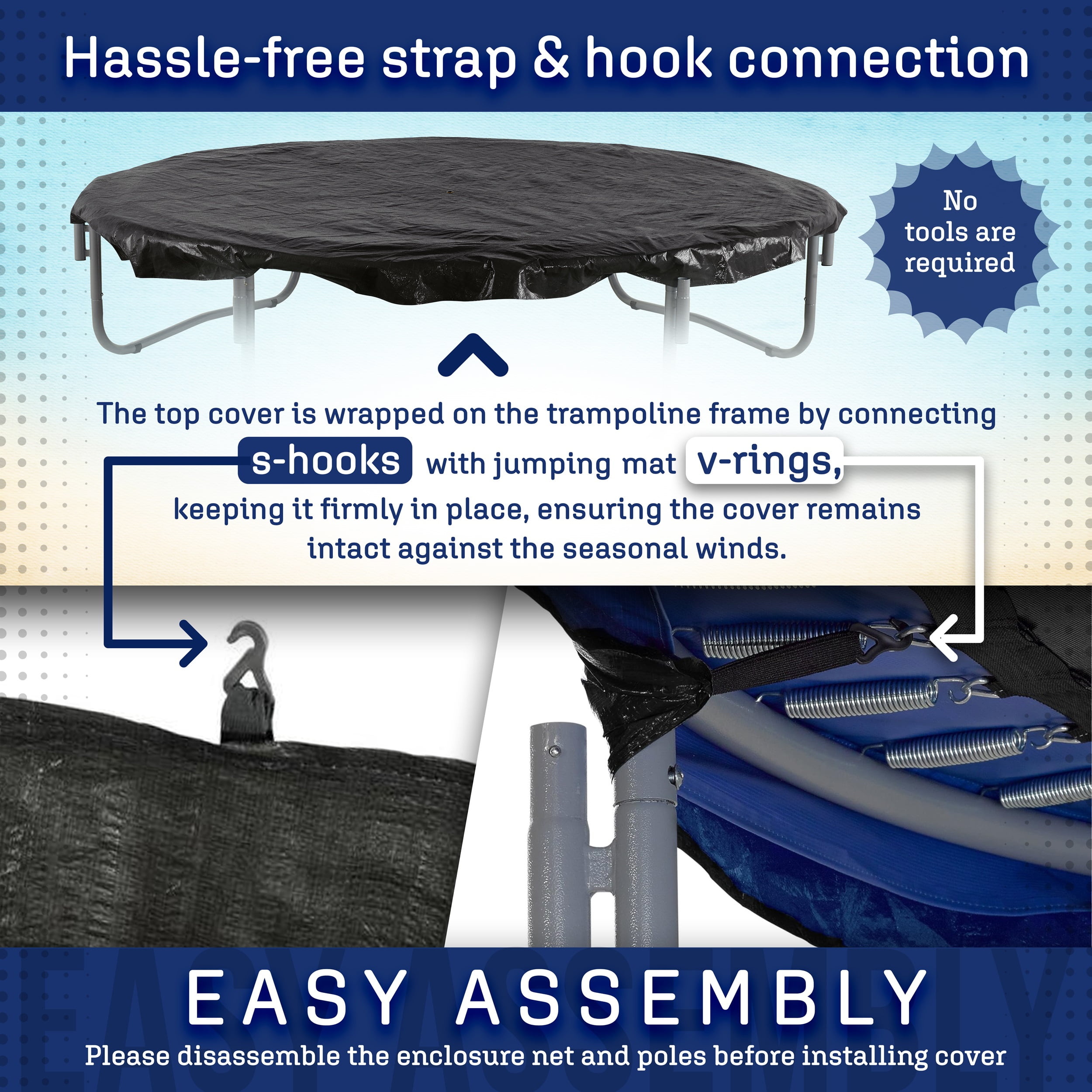 Machrus Upper Bounce 15ft Round Trampoline Weather Cover - Weather-Resistant Trampoline Protective Cover