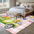 thumbnail image 4 of Large Area Rugs for Living Room Bedroom, Watercolor Floral Truck 6'x9' Rug Washable Carpet Runner Indoor Outdoor, Spring Garden Butterflies Pink Plaid Non Slip Floor Mats Rug for Kitchen, Playroom, 4 of 8