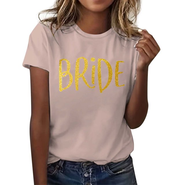 Camiseta informal de mujer con estampado de letras, manga corta y cuello redondo