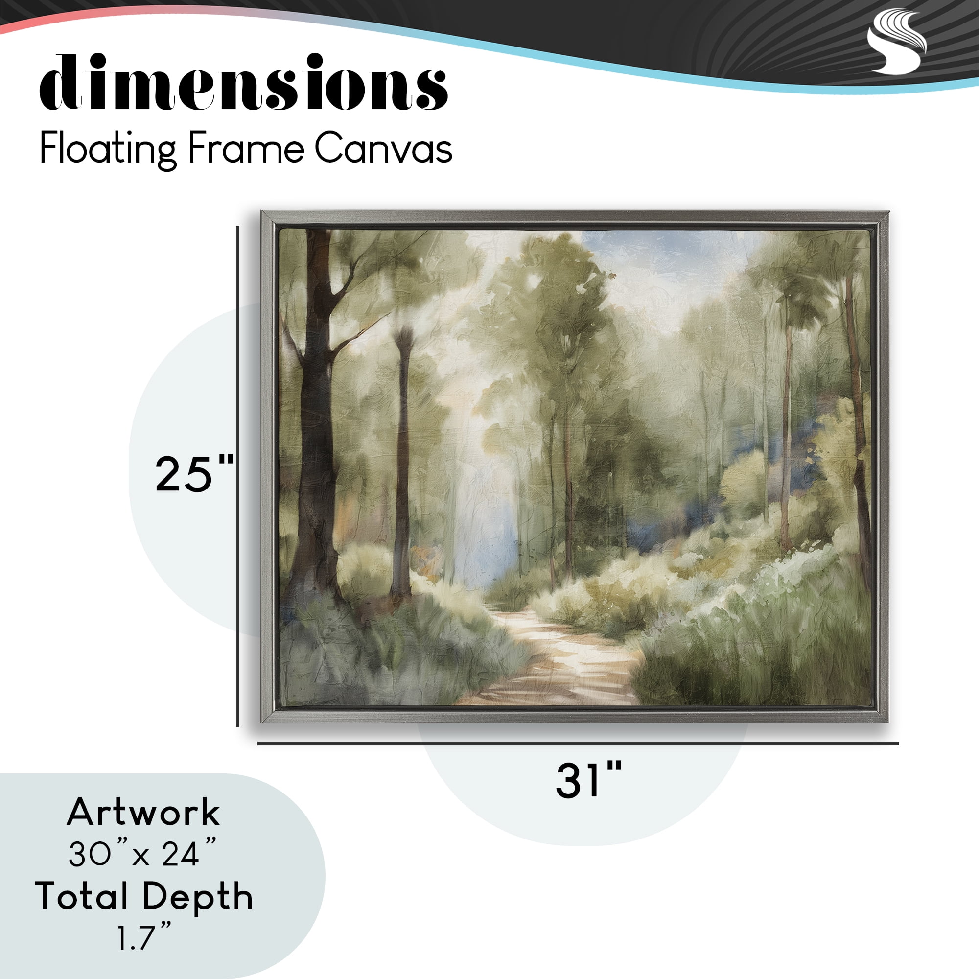 Hazy Atmospheric Walk Gray Framed Floater Canvas Wall Art, design by Kim Allen