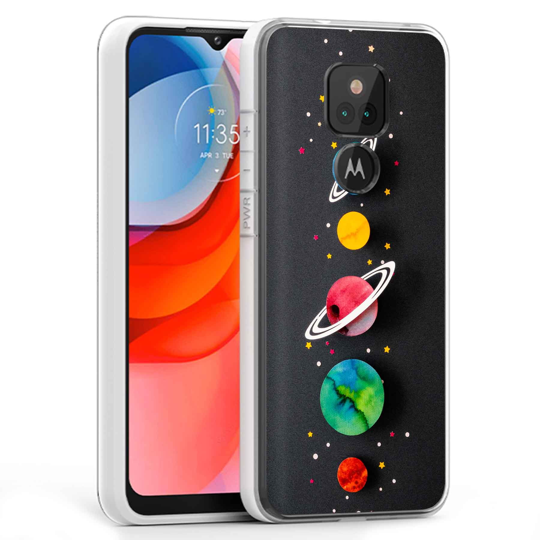 Clear Phone Case Cover Motorola Moto G Power 2021,Moto G Power,Stars Planets 16 Print,Light,Flexible,ProtectUSA