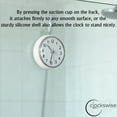 thumbnail image 3 of Clockswise 3-Inch Waterproof Wall Mount Bathroom Shower Clock Fog-Free Compact Design with Strong Suction Cup and Clear Easy-to-Read Display Modern Style Accessory for Bathing & Daily Routines, White, 3 of 8