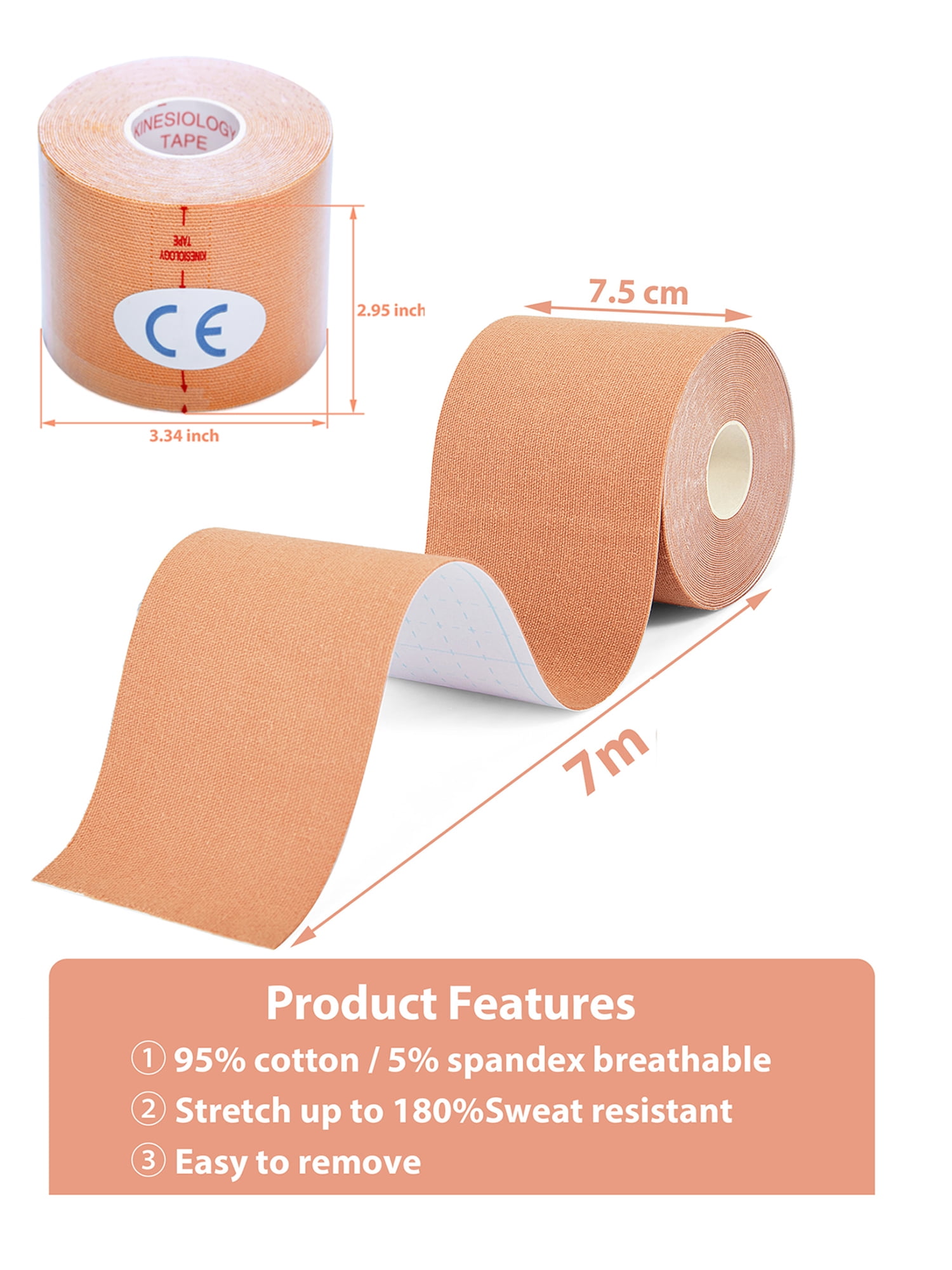 Boob Tape, 2.95 Inches Extra Wide Bob Tape for Large Breasts, Kinesiology  Tape Breathable Athletic Tape with 4 Pcs Reusable Breast Petals for AE Cup