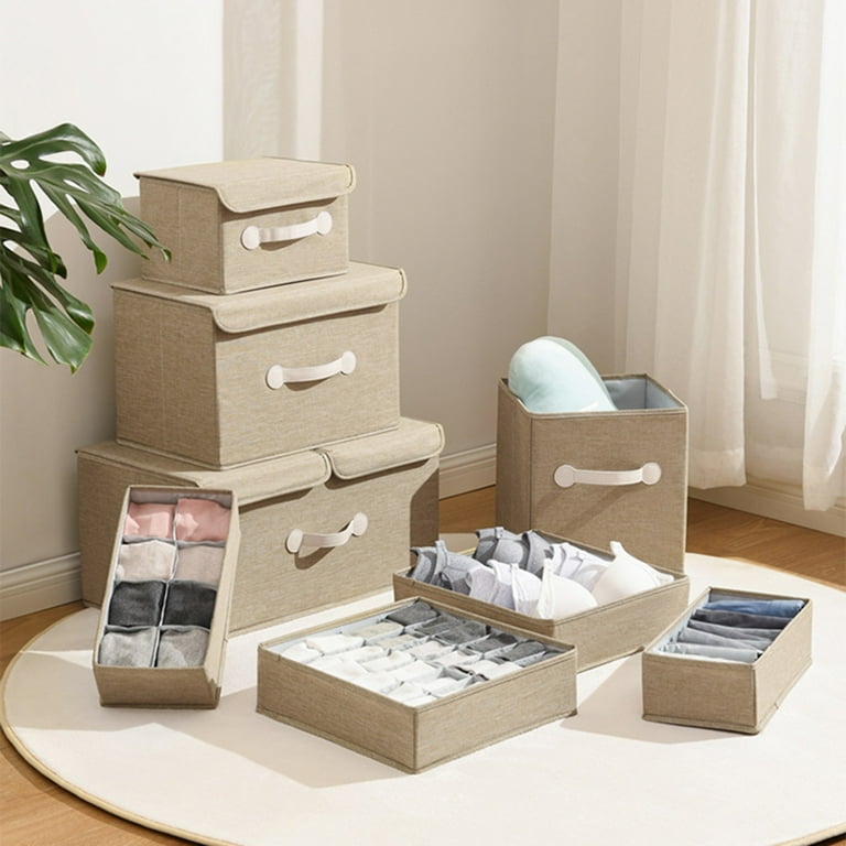 Finishing Storage Folding Bag Box Storage Linen Lattice Washable Socks Box 24 Storage Bags Comforter Organizers And Storage Fabric Storage Tote Fab
