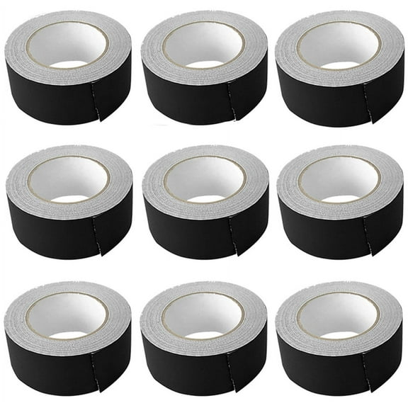 (9) Rolls Rockville Pro Audio/Stage Wire ROCK GAFF Black Gaffers Tape 2"x100 Ft